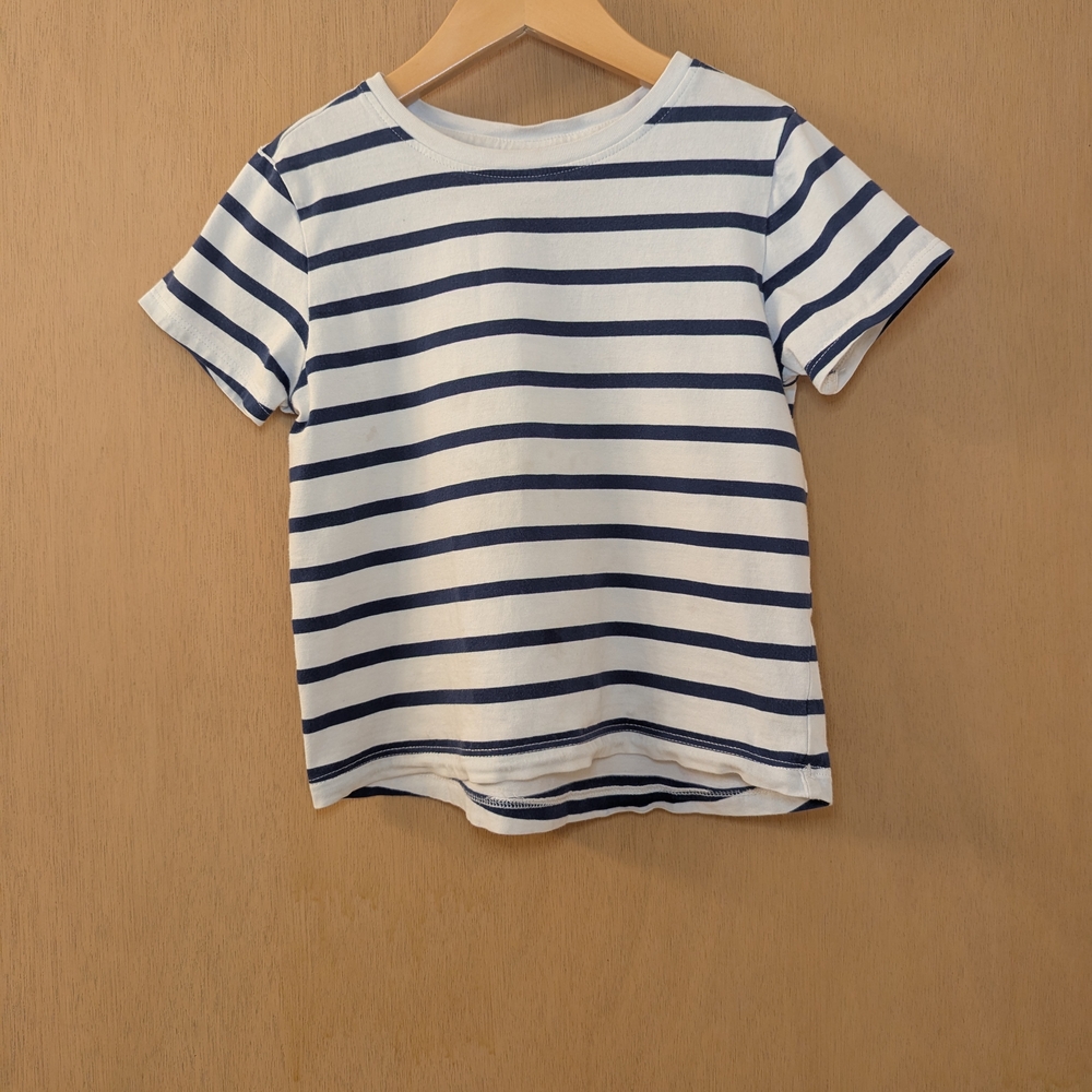 3/$10 Hanna Andersson White and Navy Cotton Striped T-Shirt